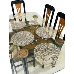 LaVichitra Round Pack of 6 Gold PVC Table Placemat-image-0