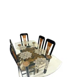 LaVichitra Round Pack of 6 Gold PVC Table Placemat-image-2