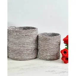 lavichitra Set of 2 Braided Cotton Planter Baskets-picture-11
