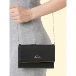 Lavie Ava Women Black Solid Foldover Clutch-picture-12