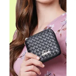 Lavie Bot  Pro Black Textured Zip Around Wallet for Women-picture-11