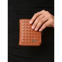 Lavie Chic Tan Textured Bi-Fold Wallet for Women-picture-14