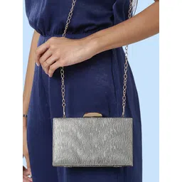 Lavie Glitz Grey Embellished Framed Box Clutch-picture-19