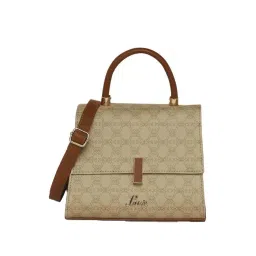 Lavie Gypsy Flap Beige Printed Medium Satchel Handbag-picture-11