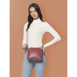 Lavie Miami Red Synthetic Textured Sling Handbag-picture-23