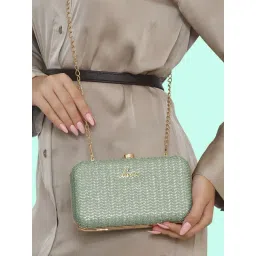 Lavie Mint Textured Minaudiere Clutch-picture-32