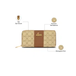 Lavie Taupe Logo Small Zip Around Wallet image 3