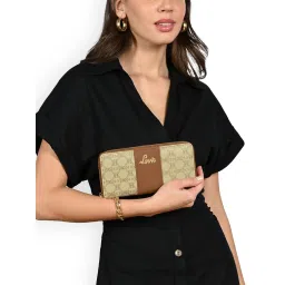 Lavie Taupe Logo Small Zip Around Wallet image 1