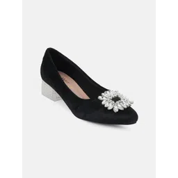 Lavie Textured Velvet Party Block Sandals-picture-29