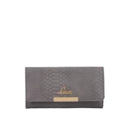 Lavie Trifiano Grey Textured Tri-Fold Wallet for Women-picture-17