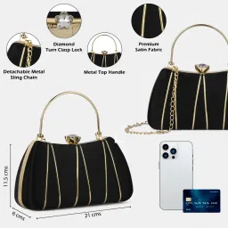 Lavie Women Black Solid Clutch (S) image 3