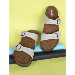 Lavie Women Cream Open Toe Flats with Buckles-picture-22