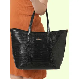 Lavie Women Hailon Black Animal Textured PU Structured Large Tote Bag-picture-28