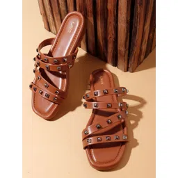 Lavie Women Square Toe Embellished Slip-On Open Toe Flats-picture-14