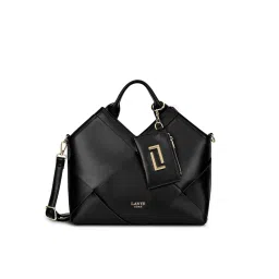 Lavie Luxe Black Synthetic Leather Solid Satchel with Detachable Strap-picture-14
