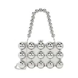 LAVIE LUXE Silver Embellished Medium Clutche-picture-34