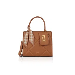 Lavie Luxe Tan Synthetic Leather Textured Handbag with Detachable Strap-picture-10
