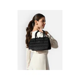 Lavie Luxe Women Black Book Emboss Frame Satchel Bag with Detachable Strap (M)-picture-32