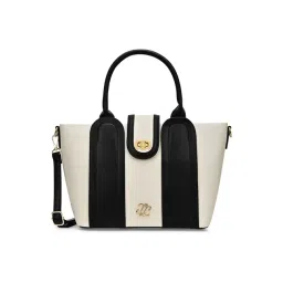 LAVIE Signature Off White Canva Lock Textured Large Leather Satchel-picture-26