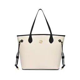 LAVIE Signature Off White CANVA Textured Large Leather Tote-picture-34
