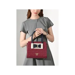 Lavie Signature Red Womens Geneva Colorblock Satchel Bag (M)-picture-27