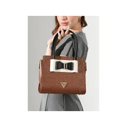 Lavie Signature Tan Womens Geneva Colorblock Satchel Bag (M)-picture-10