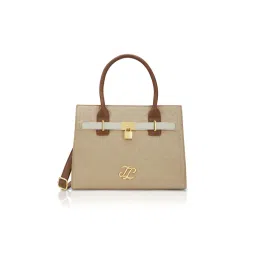 Lavie Signature Textured Taos Satchel Bag With Detachable Strap - Beige (M)-picture-15