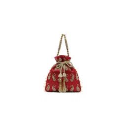 Lavie Signature Womens Maroon Ely Paisley Embellished Potli Bag (M)-picture-10