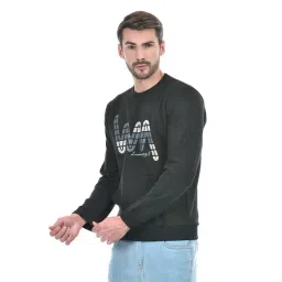 lawman pg3 Lawman Black Cotton Regular Fit Printed Sweatshirts image 3