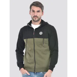 Lawman pg3 Colourblocked Hooded Long Sleeves Zip Detail Cotton Front Open Sweatshirt-picture-37