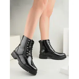 Womens Ankle Boots High-Top Heel Trendy Partten Boots For Women-image-0