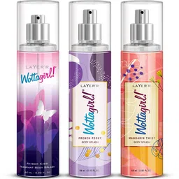layer'r Wottagirl Body Splash Long Lasting Fragrance Pack of 3, For Women (180ml) Body Mist-For Women-picture-20