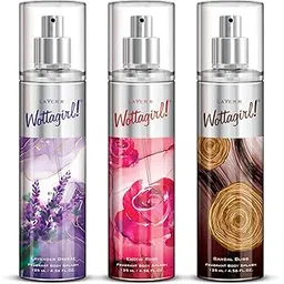 Layer'r Wottagirl Lavender Breeze, Exotic Rose, Sandal Bliss Liquid Body Splash Long Lasting Fragrance Combo Pack Of 3 (For Women 135Ml Each)-picture-18