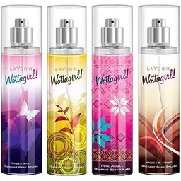 Layer'r Wottagirl Fresh Citrus, Amber Kiss, Pink Angel, Vanila Twist Pack Of 4 Body Splash For Women, 540ml-picture-30