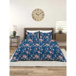 Layers Aura Blue Microfiber 110 GSM King Bedsheet with 2 Pillow Covers-picture-14