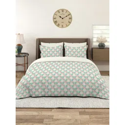 Layers Beige Cotton Floral King Bedsheet With 2 Pillow Covers-picture-17