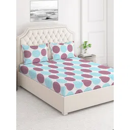 Layers Grey & Pink Geometric 124 TC Flat Queen Bedsheet with 2 Pillow Covers-picture-28