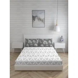 Layers Illuminating Homes Geometric Grey 144 TC Cotton King Bed Sheet with 2 Pillow Covers-picture-29