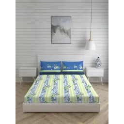 Layers Pavia Floral Green 104 TC Cotton King Bed Sheet with 2 Pillow Covers-picture-19