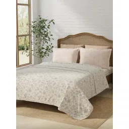 Layers Pure Nest Pink & White Cotton Floral 180 TC King Bedsheet with 2 Pillow Covers-picture-28