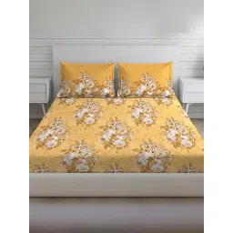 Layers Tivoli Floral Beige 104 TC Cotton King Bed Sheet with 2 Pillow Covers-picture-16