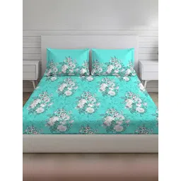 Layers Tivoli Floral Green 104 TC Cotton King Bed Sheet with 2 Pillow Covers-picture-26