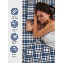 Layers Zen Blue & White Striped 225 TC King Bedsheet with 2 Pillow Covers image 4