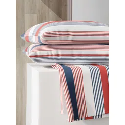 Layers Zen Red Striped 225 TC King Bedsheet with 2 Pillow Covers-picture-40