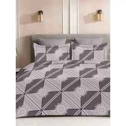 Laying Style Purple & Grey Floral Polycotton 4 Piece Double King Regular Bedding Set-picture-19