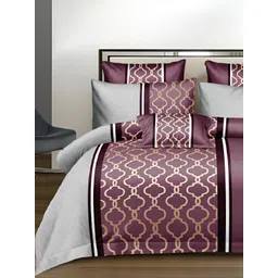 Laying Style Purple & Grey Floral Polycotton 4 Pieces Double King Regular Bedding Set-picture-24