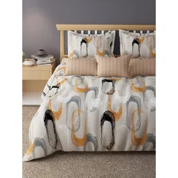 Laying Style White & Black Abstract Printed King Duvet Cover-picture-37