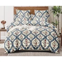 Laying Style™ Soft Glace Cotton King Size Duvet Cover II Razai Cover II Quilt Cover for Double Bed Size with Zipper (Dohars) 90x100 inch- Multicolor image 1