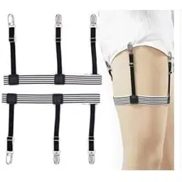 lazarspace Black and White Men Shirt Stays Adjustable Elastic Shirt Tucker Garter Non-slip Clamps for men women Police Businessmen-picture-26