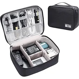 Lazer Accessories Electronics Accessories Organizer Bag Universal Carry Polyester Travel Cable Organizer Case for USB Power Bank Phone Charger Headphones Memory Cards Hard Drive Multi-Function (Black)-picture-22